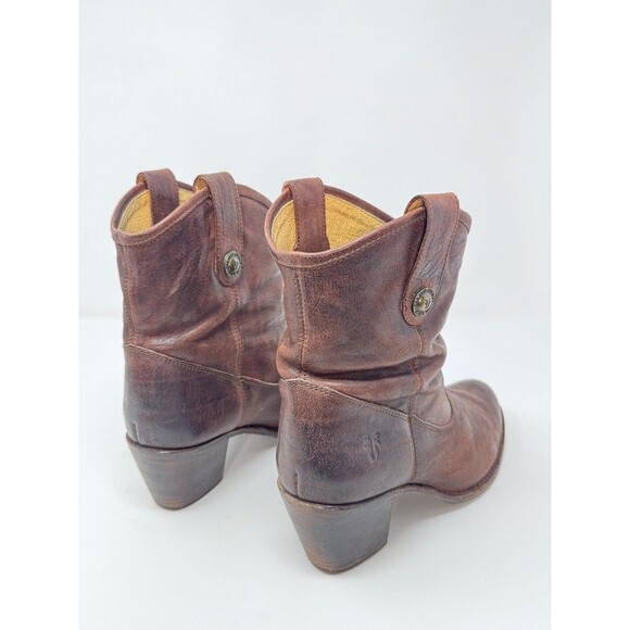 FRYE Jackie Womens Western Boots Brown Leather Button Short Booties Heeled US 11 - Picture 8 of 12